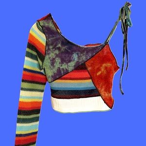 Jaded London Long Sleeve One Shoulder Knit Crop Top